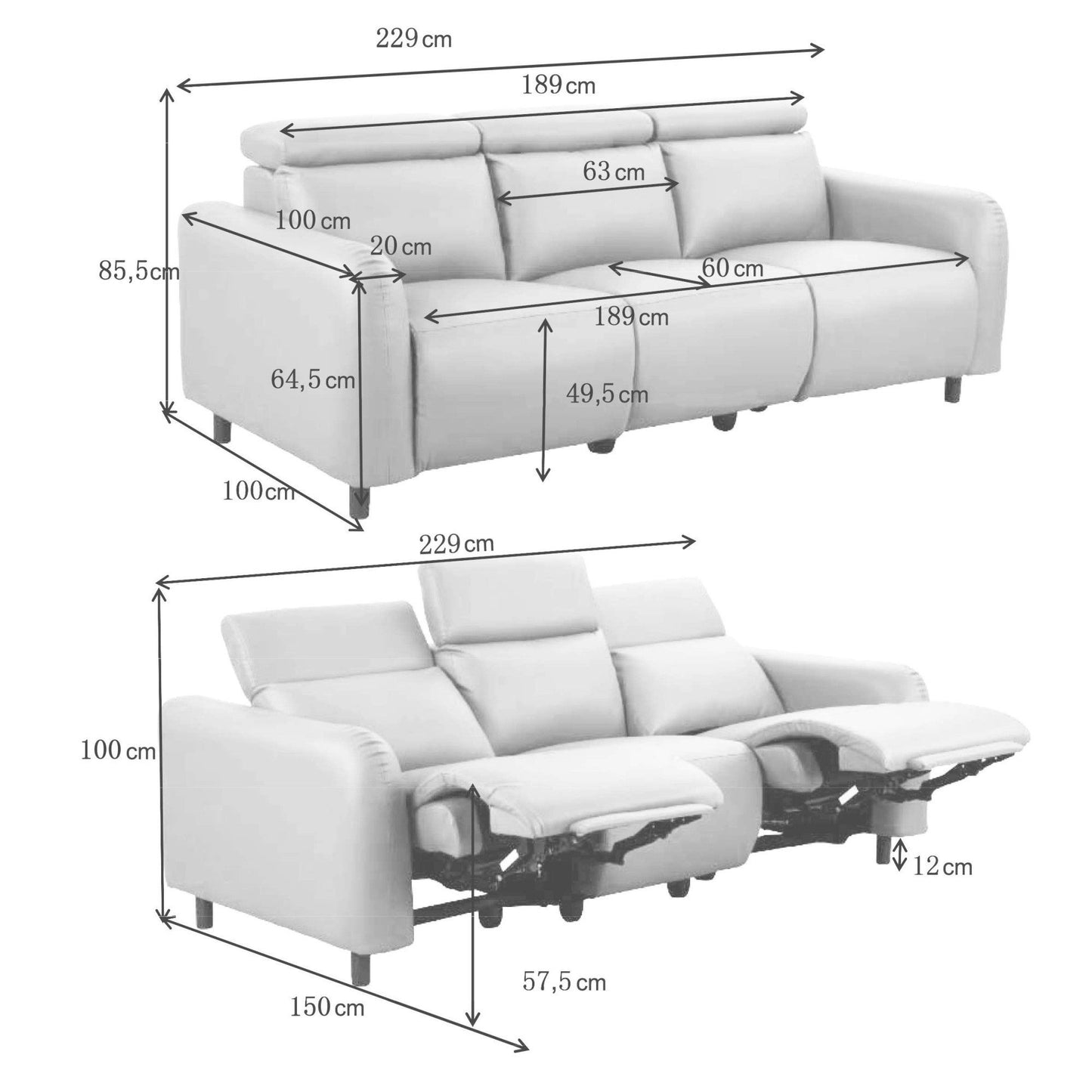 3-Sitzer elektrisch verstellbar