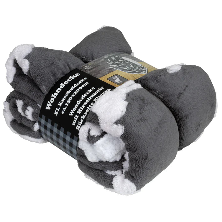 Wohndecke Elch Anthrazit Weihnachten