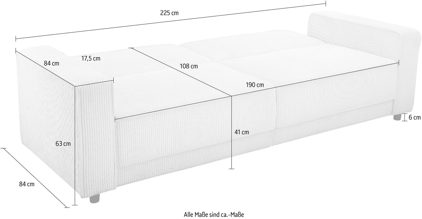 3-Sitzer mit Schlaffunktion Cord