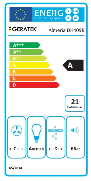 Geratek Almeria DH 409 B *A* Schräghaube Glas schwarz !!inkl. 5 Jahre Garantie!!