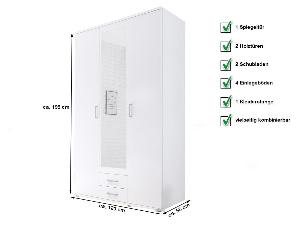 Kleiderschrank 3 türig