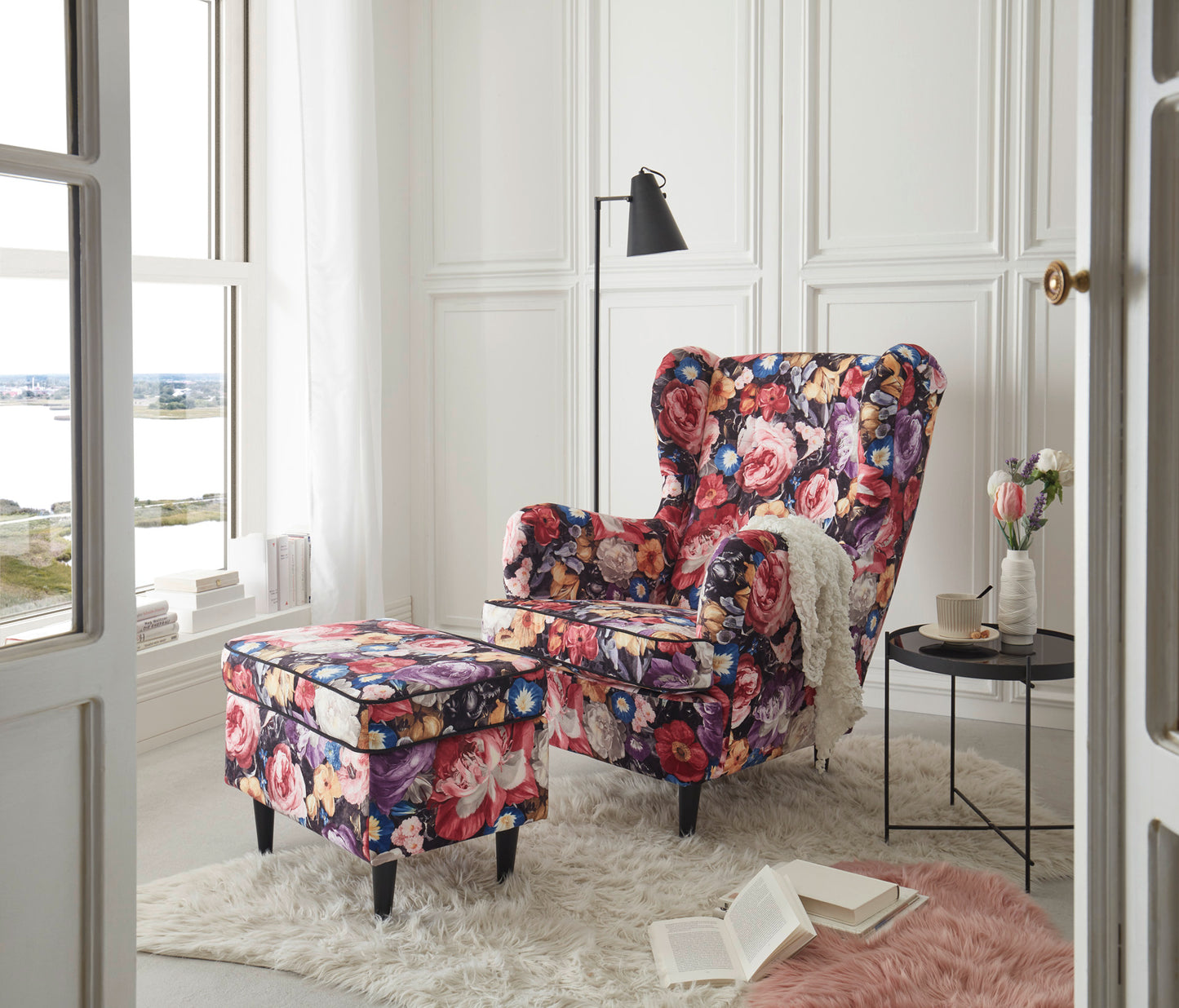 Ohrensessel mit Hocker Flower