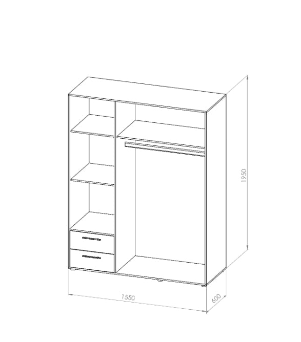 Kleiderschrank weiß in 2 Größen