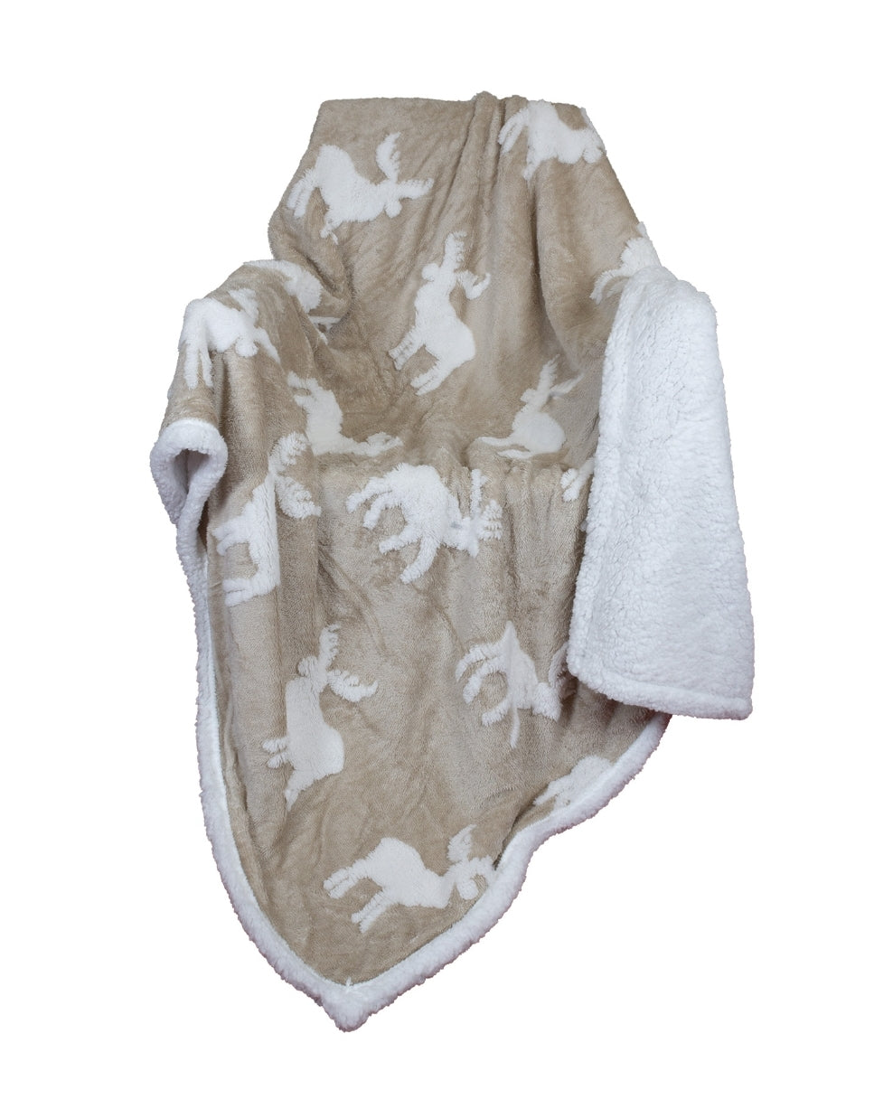 Wohndecke Elch Beige Weihnachten