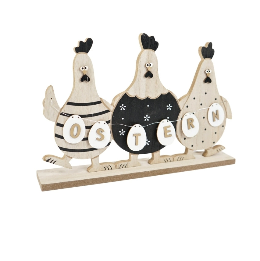 Dekofigur Ostern mit 3 Hühnern