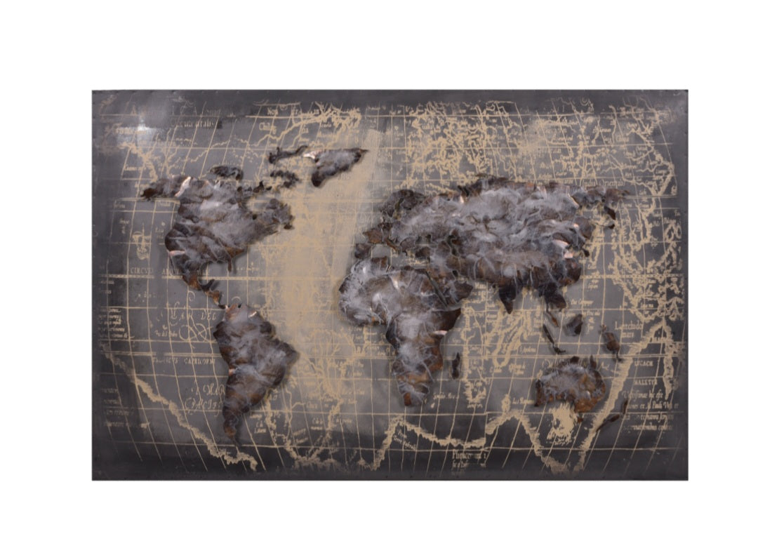 3D Metallbild Weltkarte