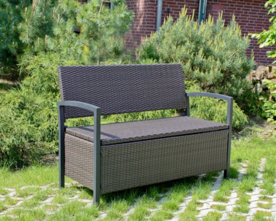 Gartenbank mit Stauraumfach, coffee #