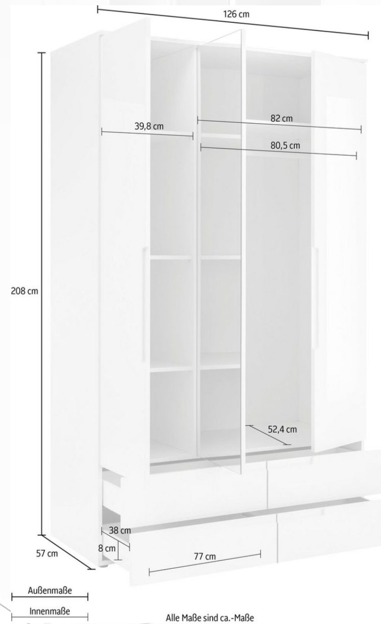 Kleiderschrank in 2 Größen
