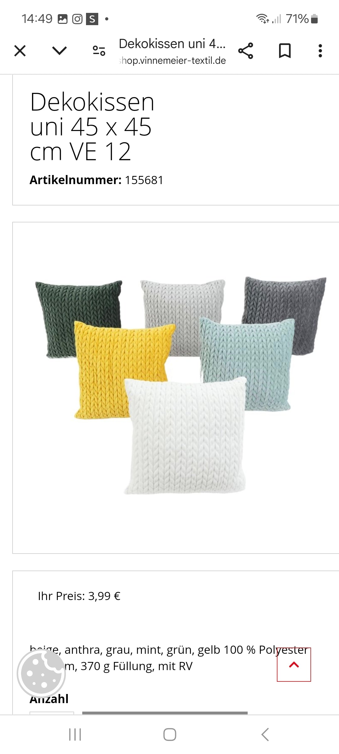 Dekokissen in verschiedenen Farben