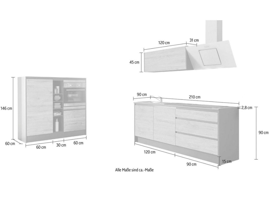 Küchenzeile ohne Elektrogeräte