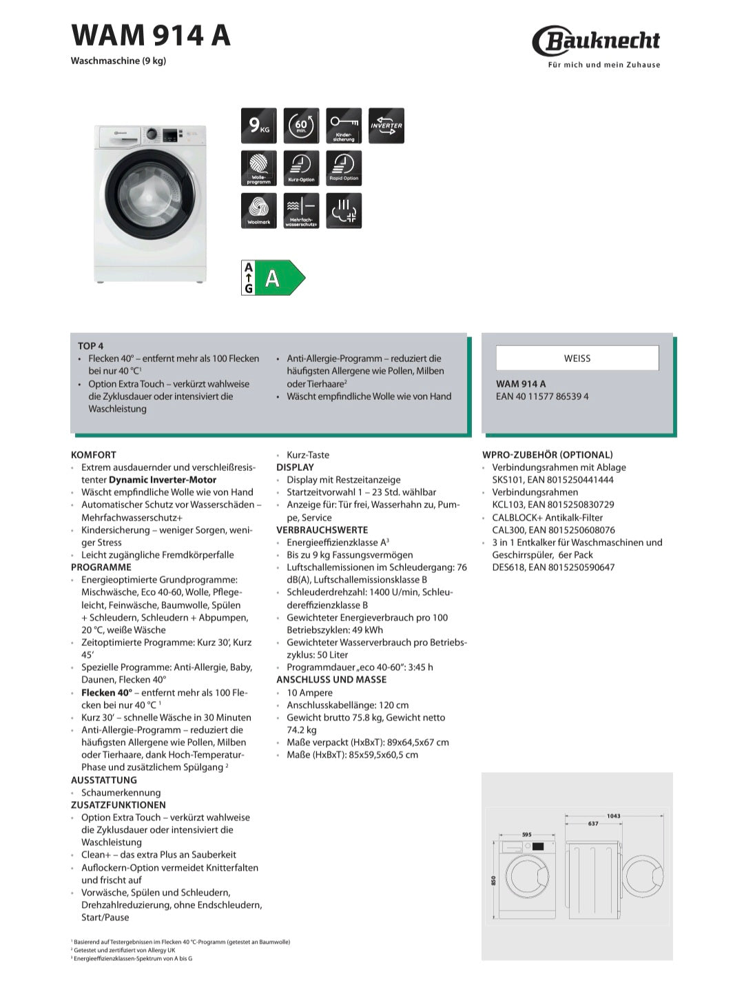 Bauknecht WAM 914 A