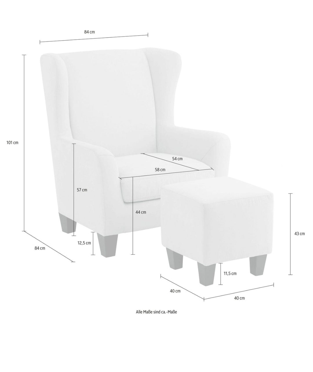 Ohrensessel inklusive Hocker
