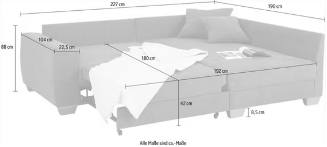 Ecksofa mit Bettfunktion