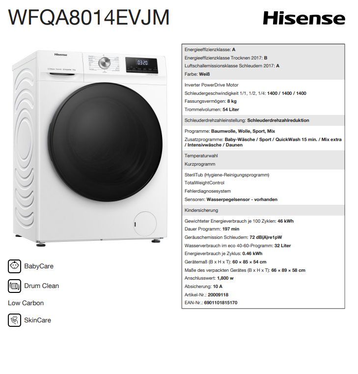 Hisense WFQA8014EVJM !!inkl. 5 Jahre Garantie!!