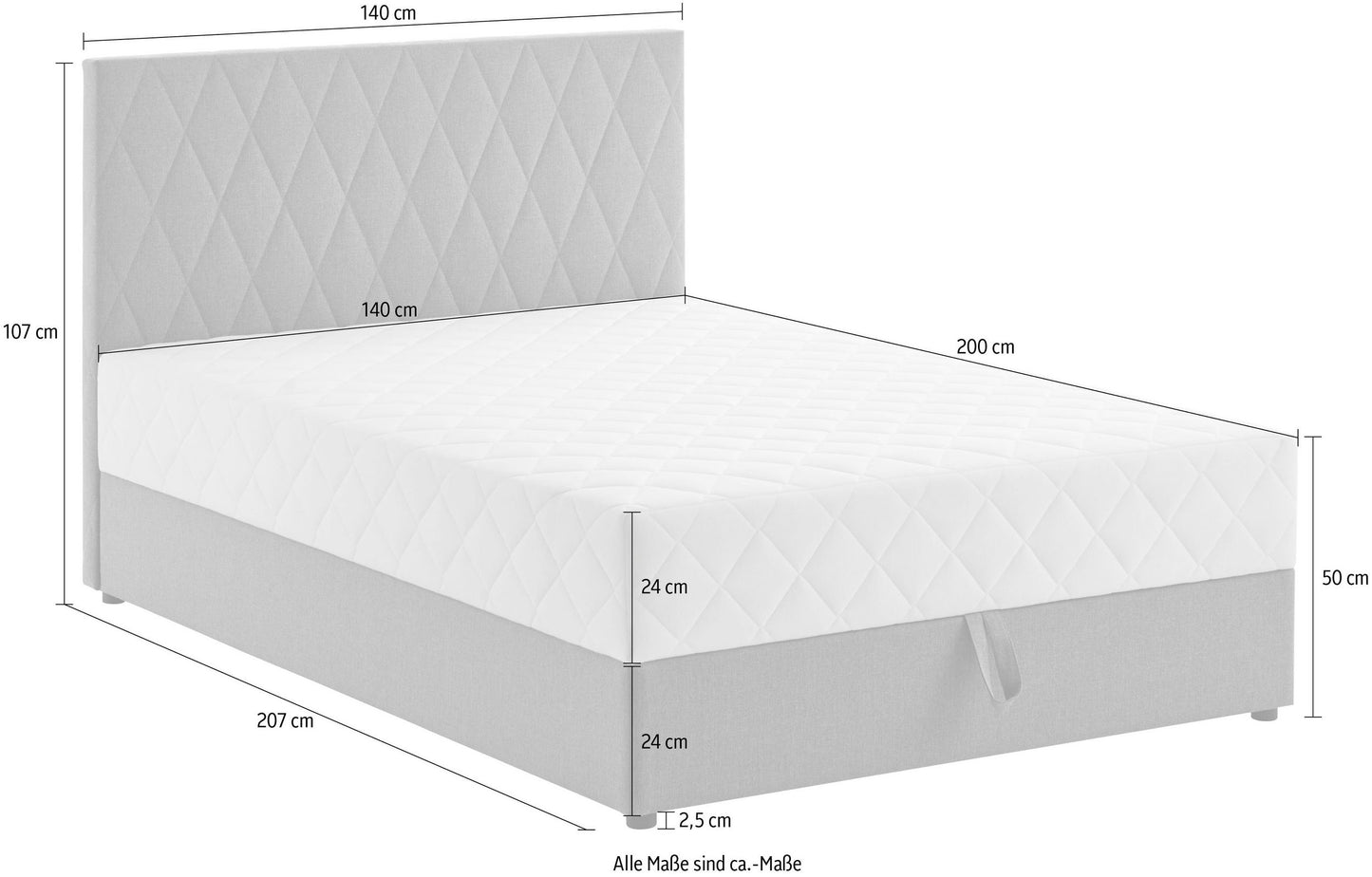 Boxspringbett inkl. Bettkasten 140x200cm