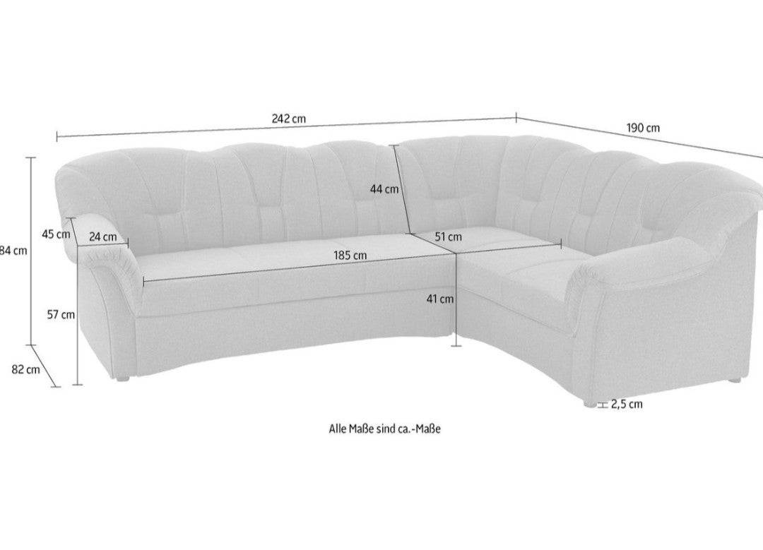 Ecksofa Ottomane links grau