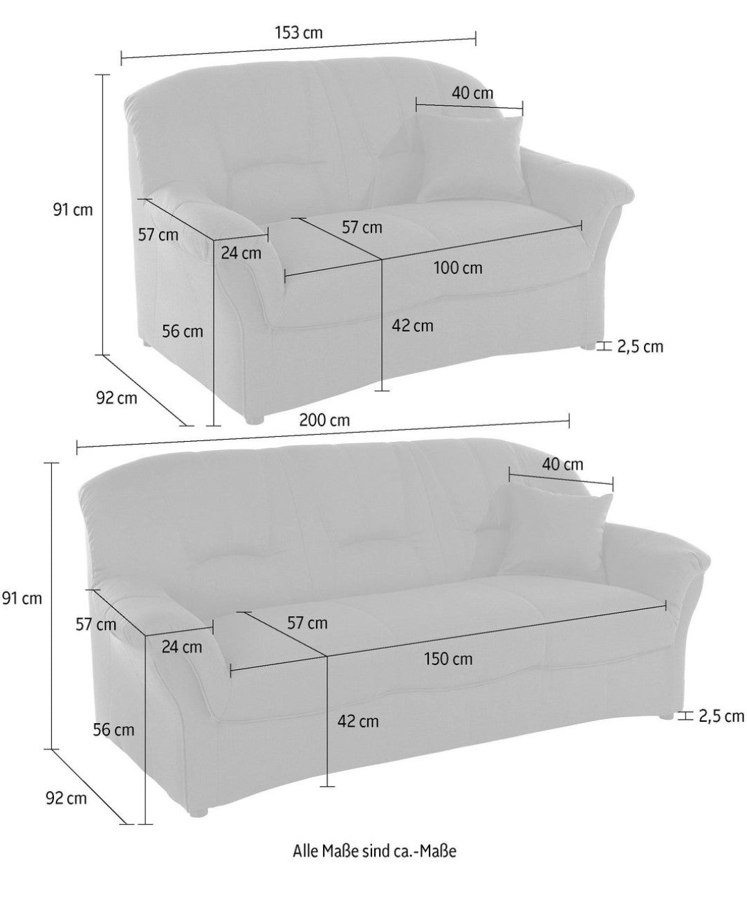 Polstergarnitur 3-Sitzer + 2-Sitzer