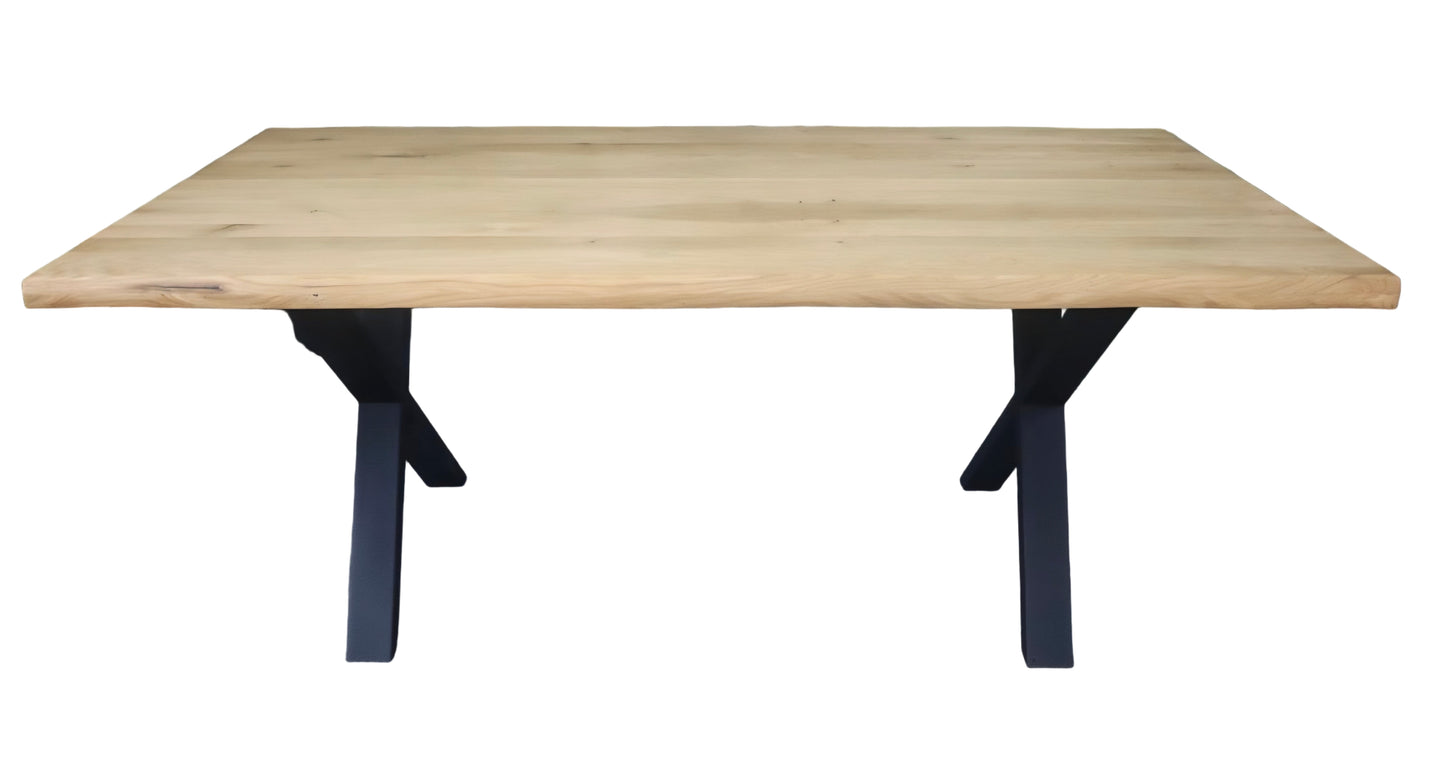 Esstisch mit Baumkante 180x90 mit X-Gestell