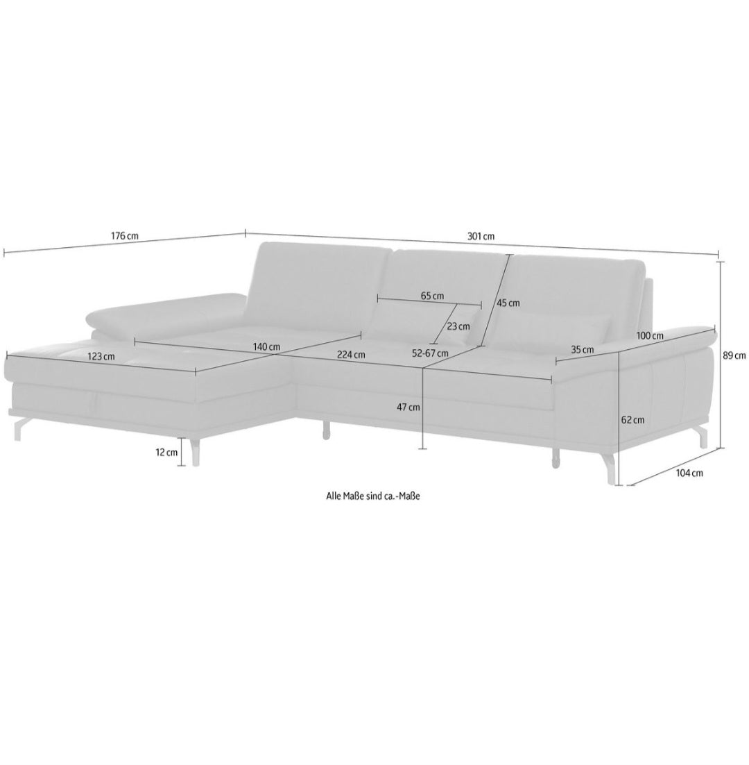 Ecksofa NaturLeder mit Bettfunktion