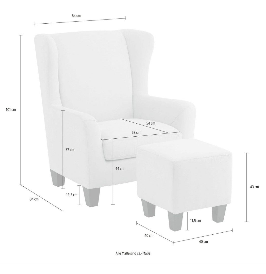 Ohrensessel inklusive Hocker