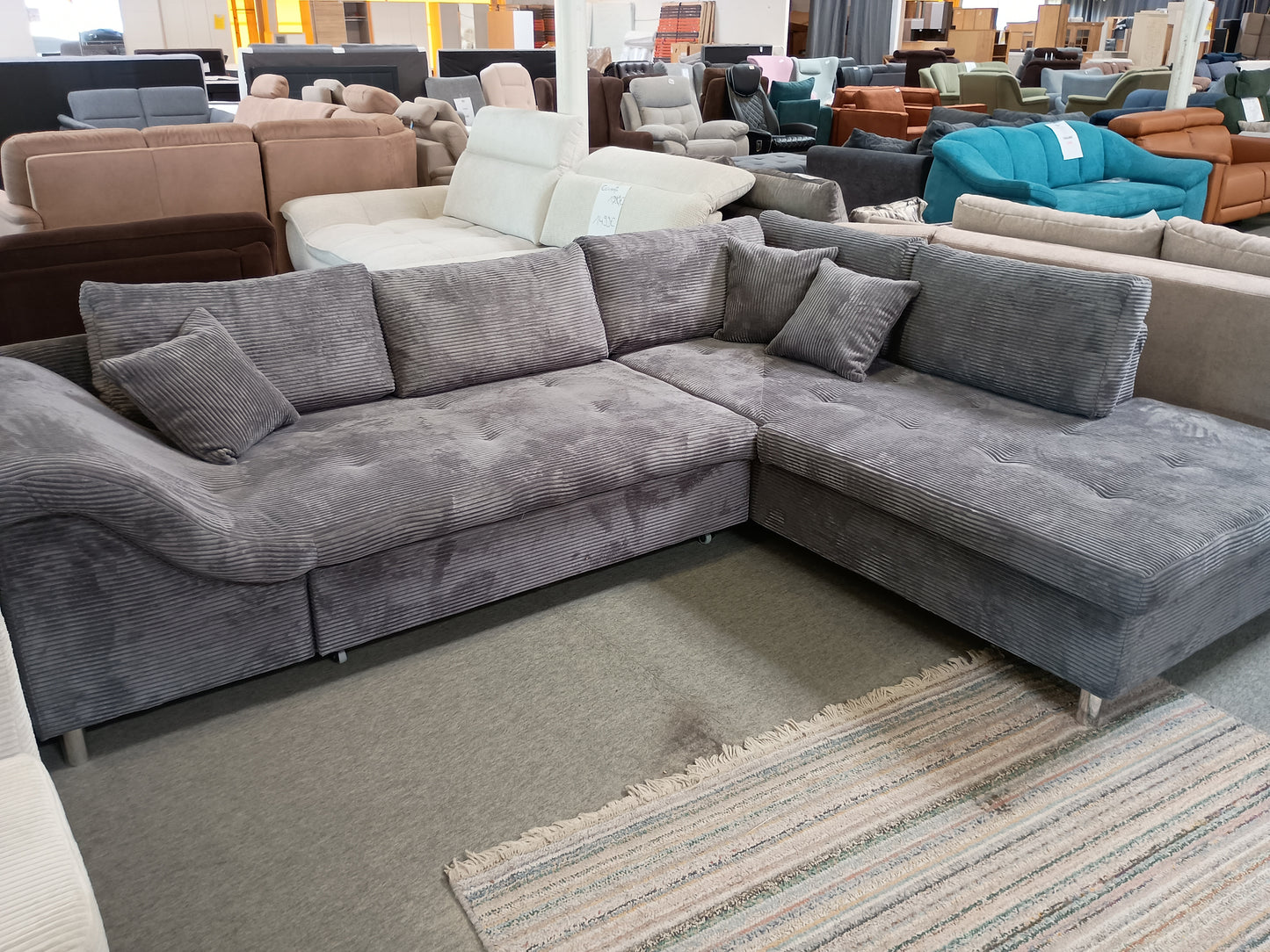 Ecksofa mit Schlaffunktion Cord Grau