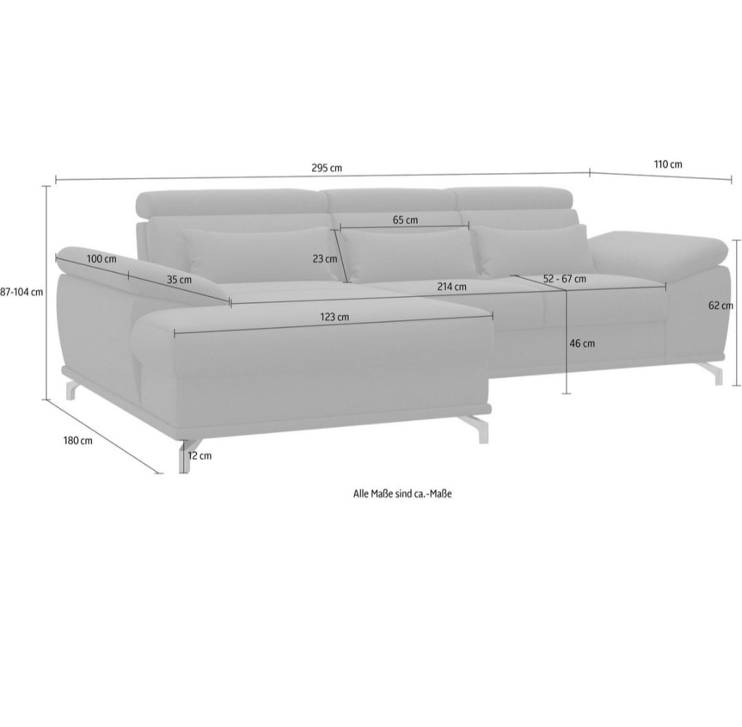 Ecksofa mit Sitztiefenverstellung