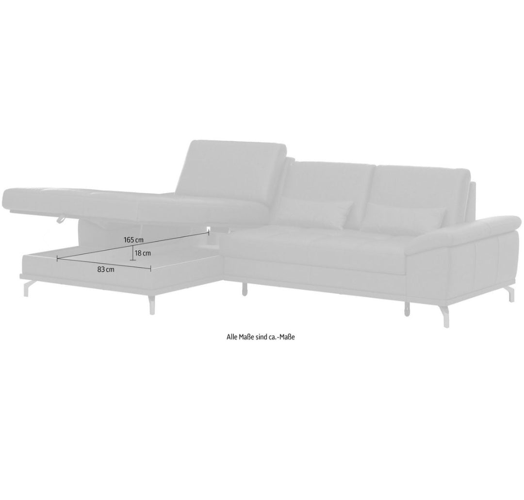 Ecksofa NaturLeder mit Bettfunktion
