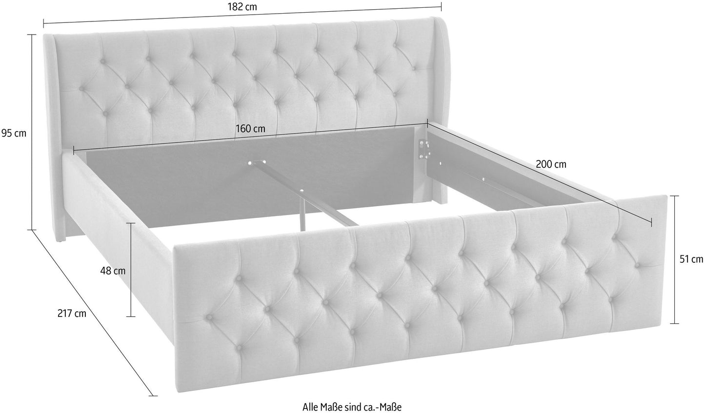 Polsterbett 160x200cm Chesterfieldoptik W