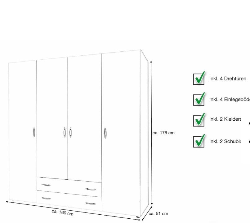 Kleiderschrank in 2 Farben erhältlich