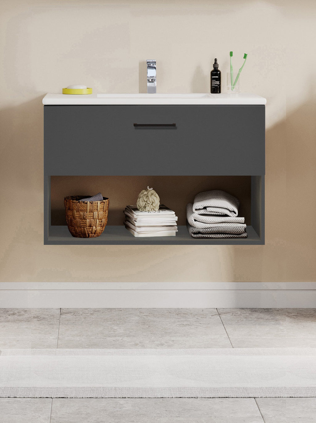 Waschbeckenunterschrank Trento Light klein anthrazit