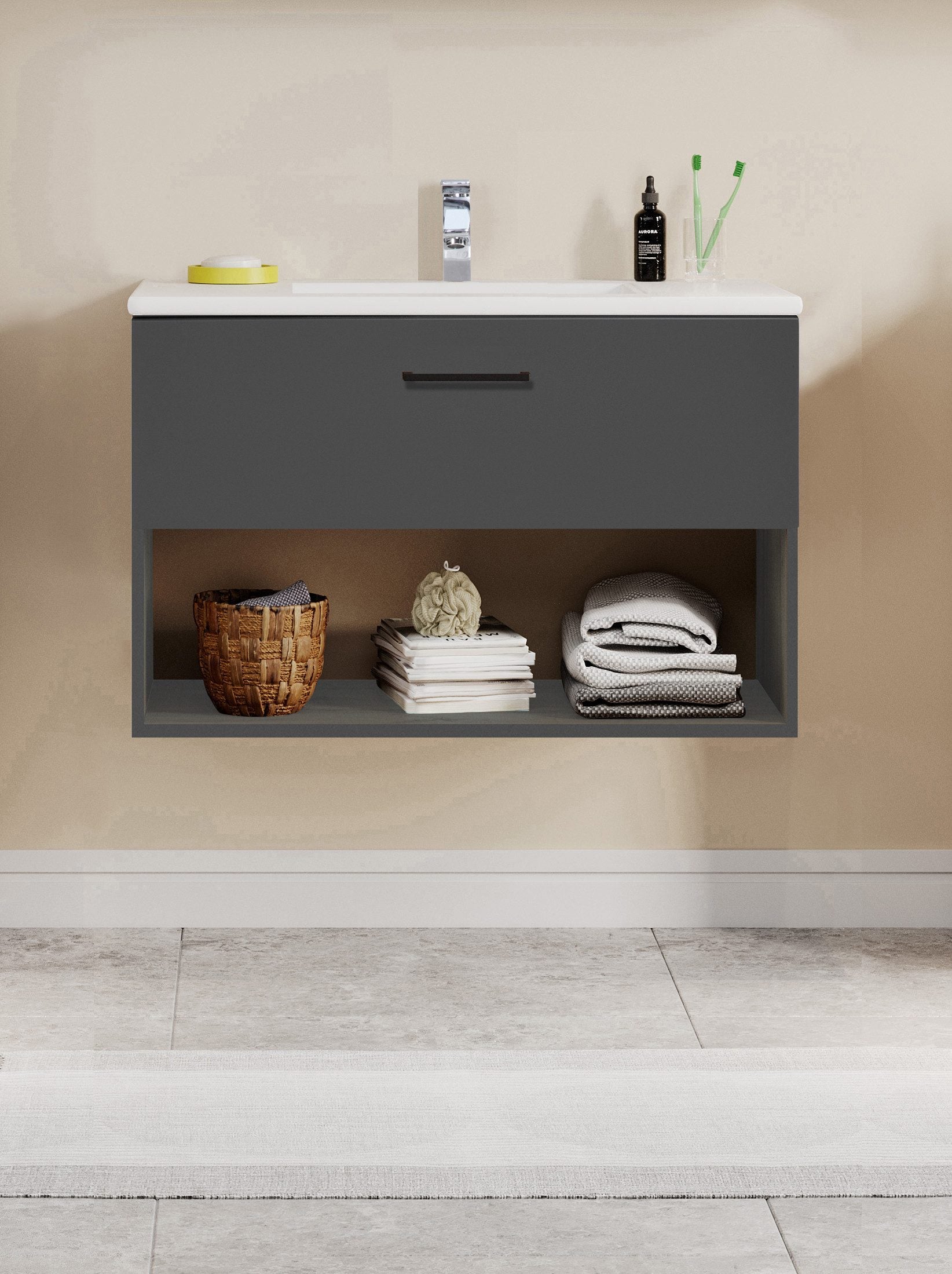 Waschbeckenunterschrank Trento Light klein anthrazit