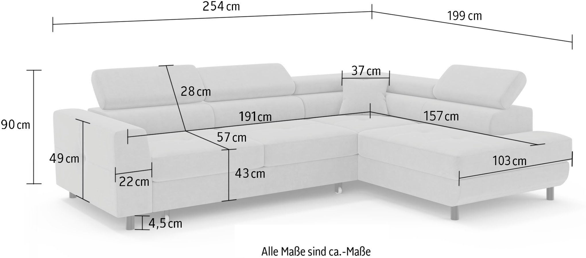Ecksofa AADEN Schlafsofa
