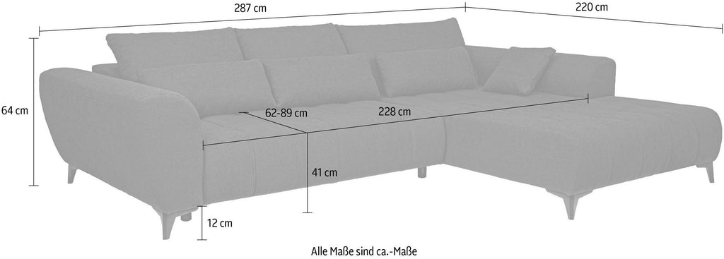 Ecksofa Garay, XXL-Liegefläche: elektrisch ausziehbar