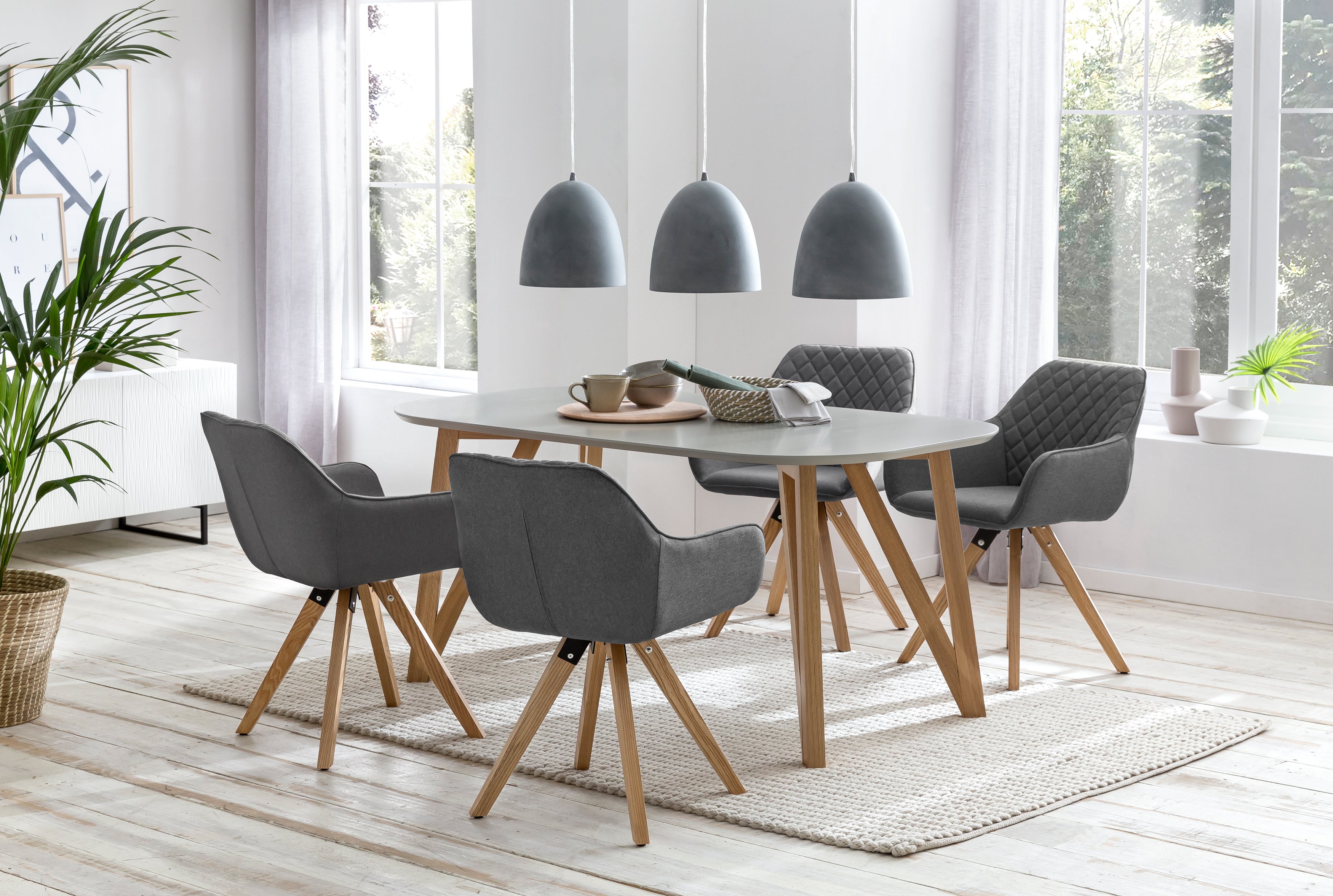 Sales Fever - Armlehnstuhl 2er Set grau Textil