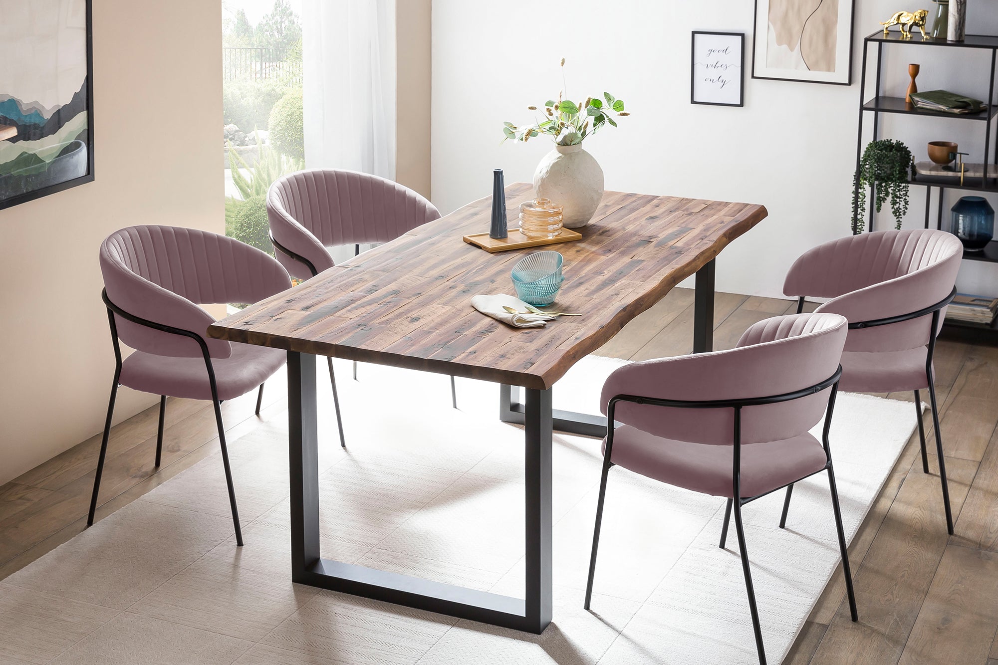 Sales Fever - Stuhl Samt mit Rückensteppung Rose#