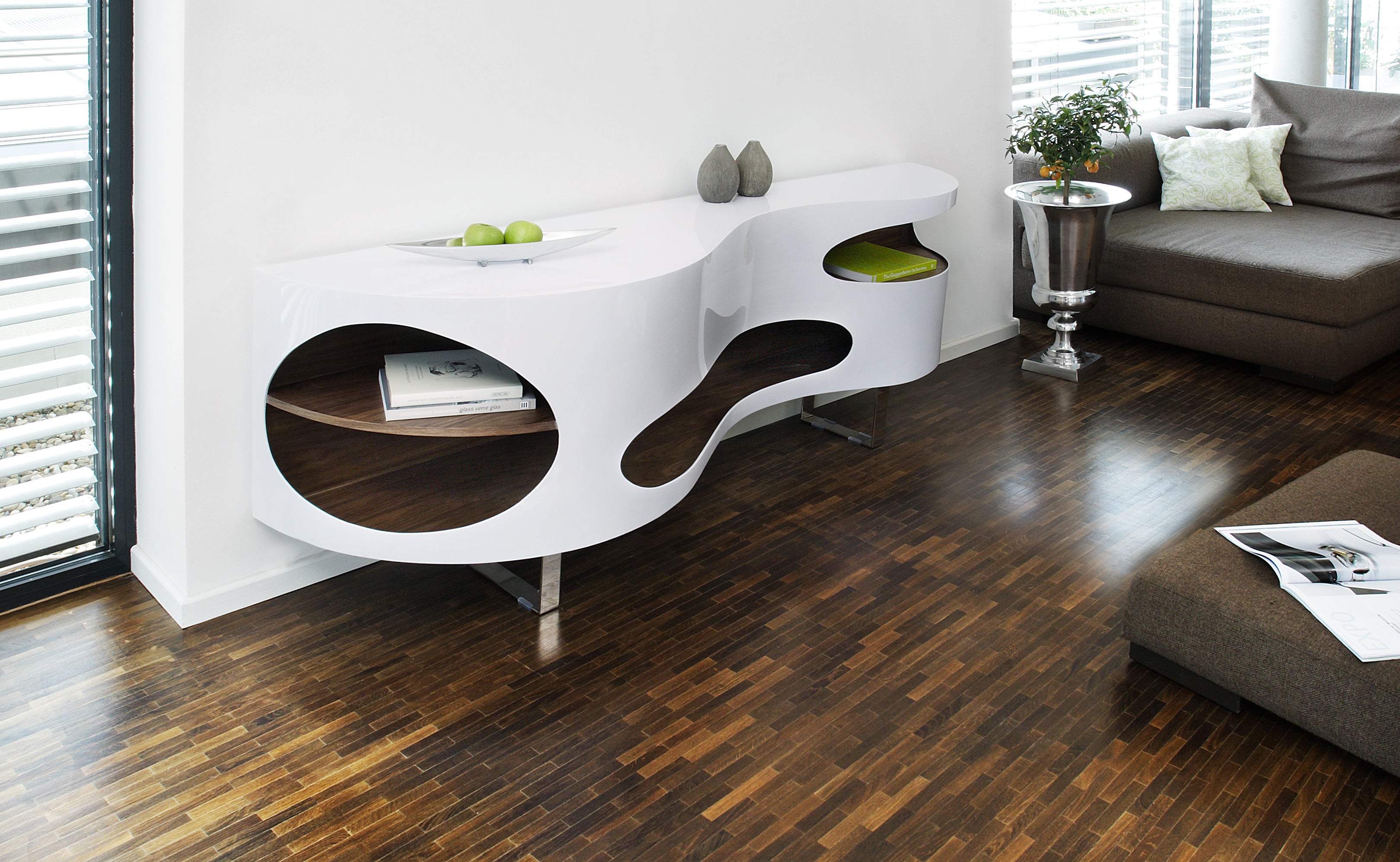 Sales Fever - Sideboard 200x50x75 cm weiß/Walnuss