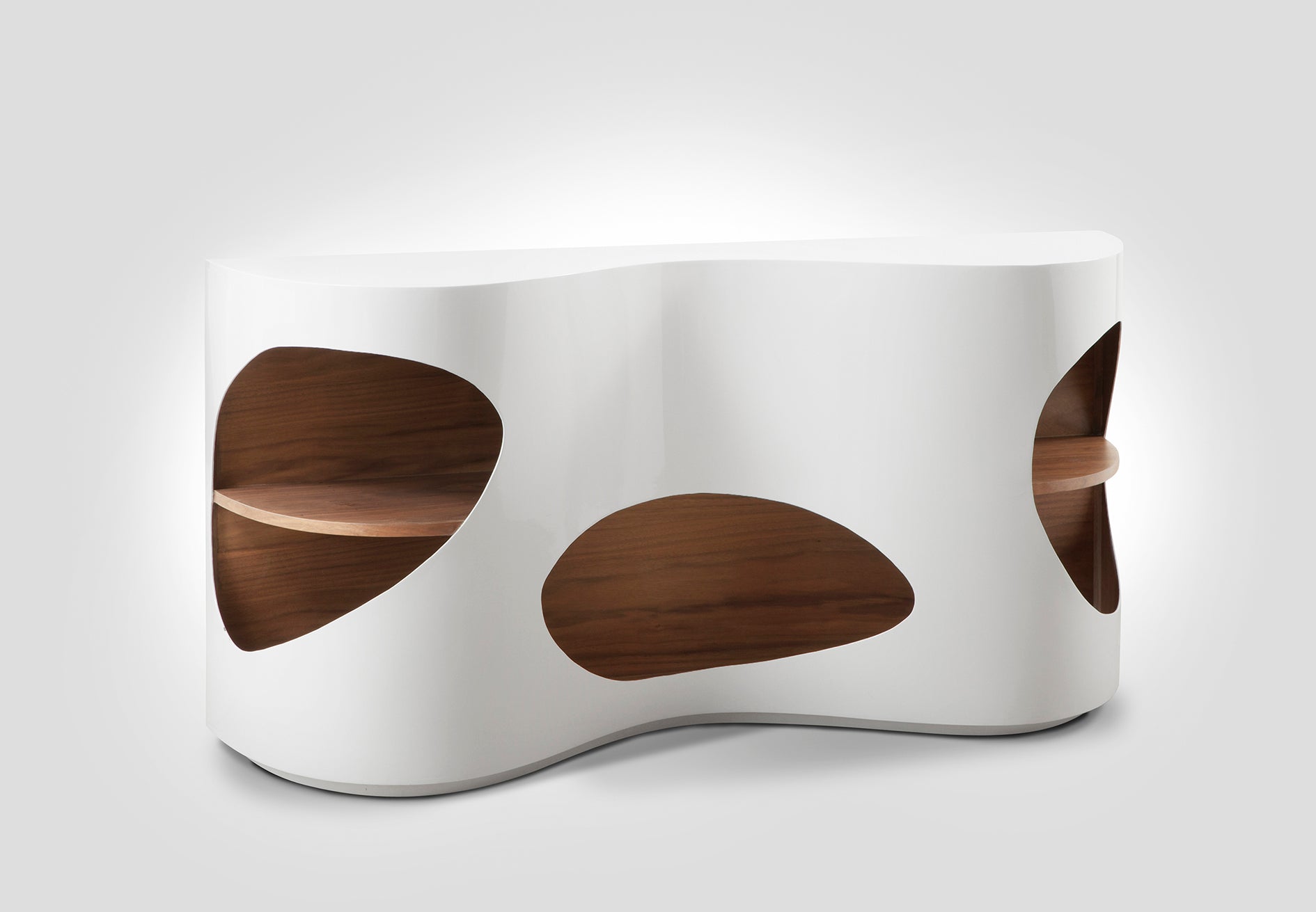 Sales Fever - Sideboard 150x40x75 cm weiß/Walnuss