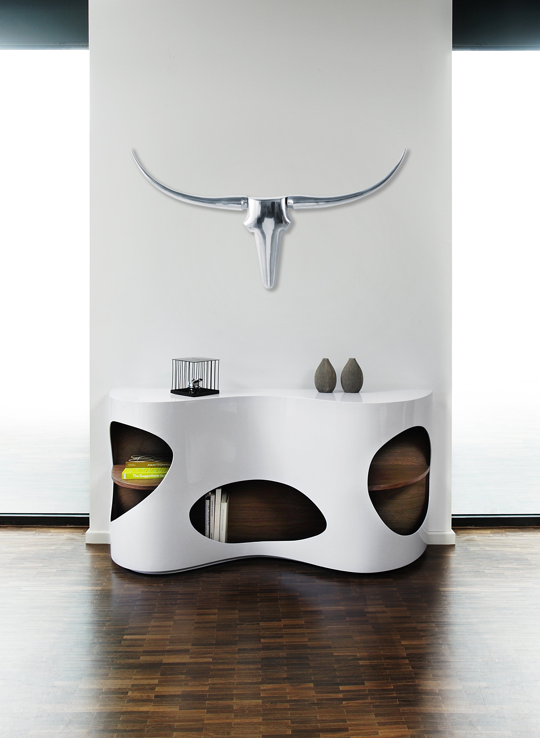 Sales Fever - Sideboard 150x40x75 cm weiß/Walnuss