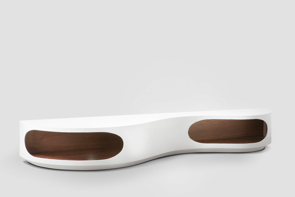 Sales Fever - Lowboard 200x50x30 cm weiß/Walnuss