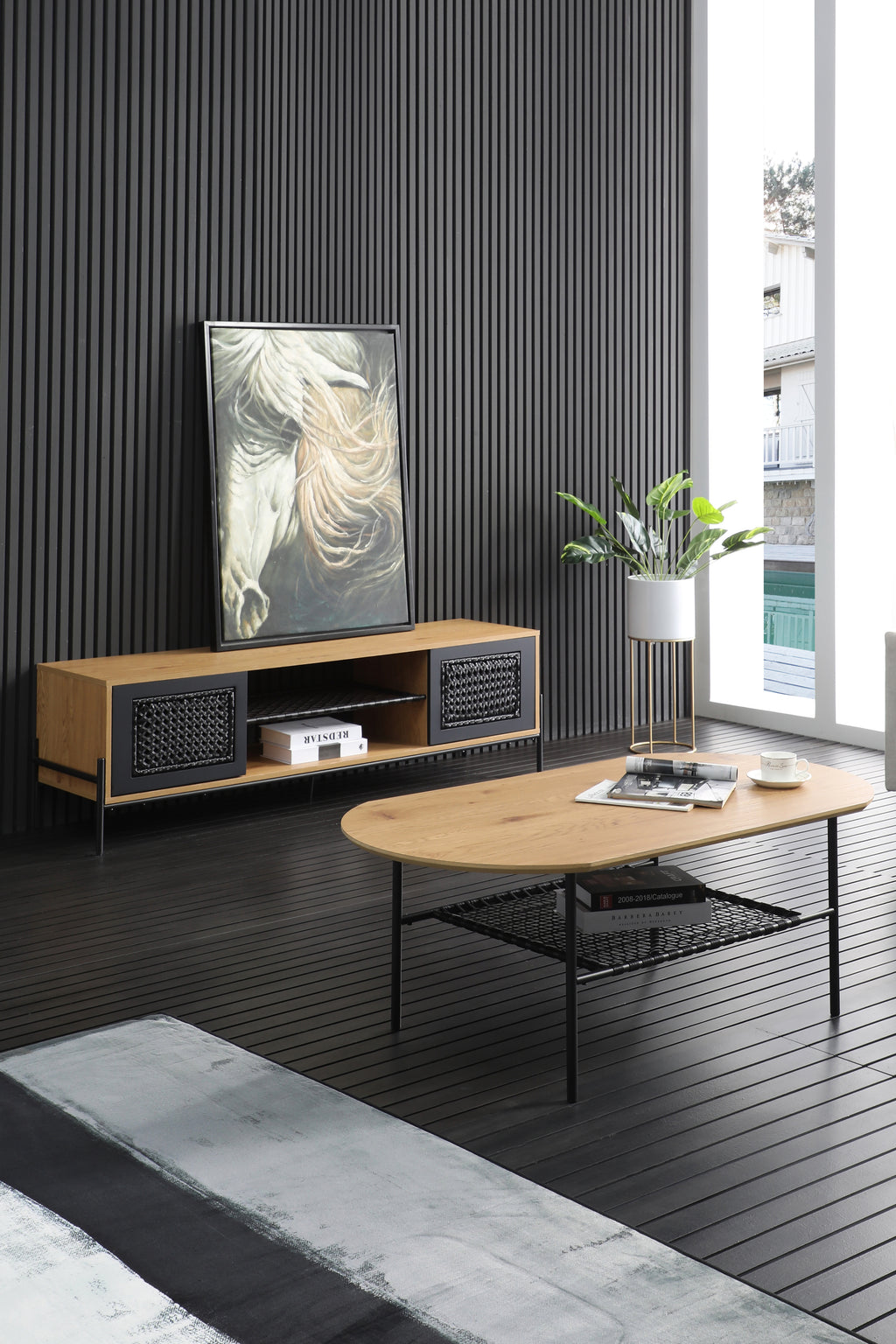 Sales Fever - Lowboard Natur/Schwarz#