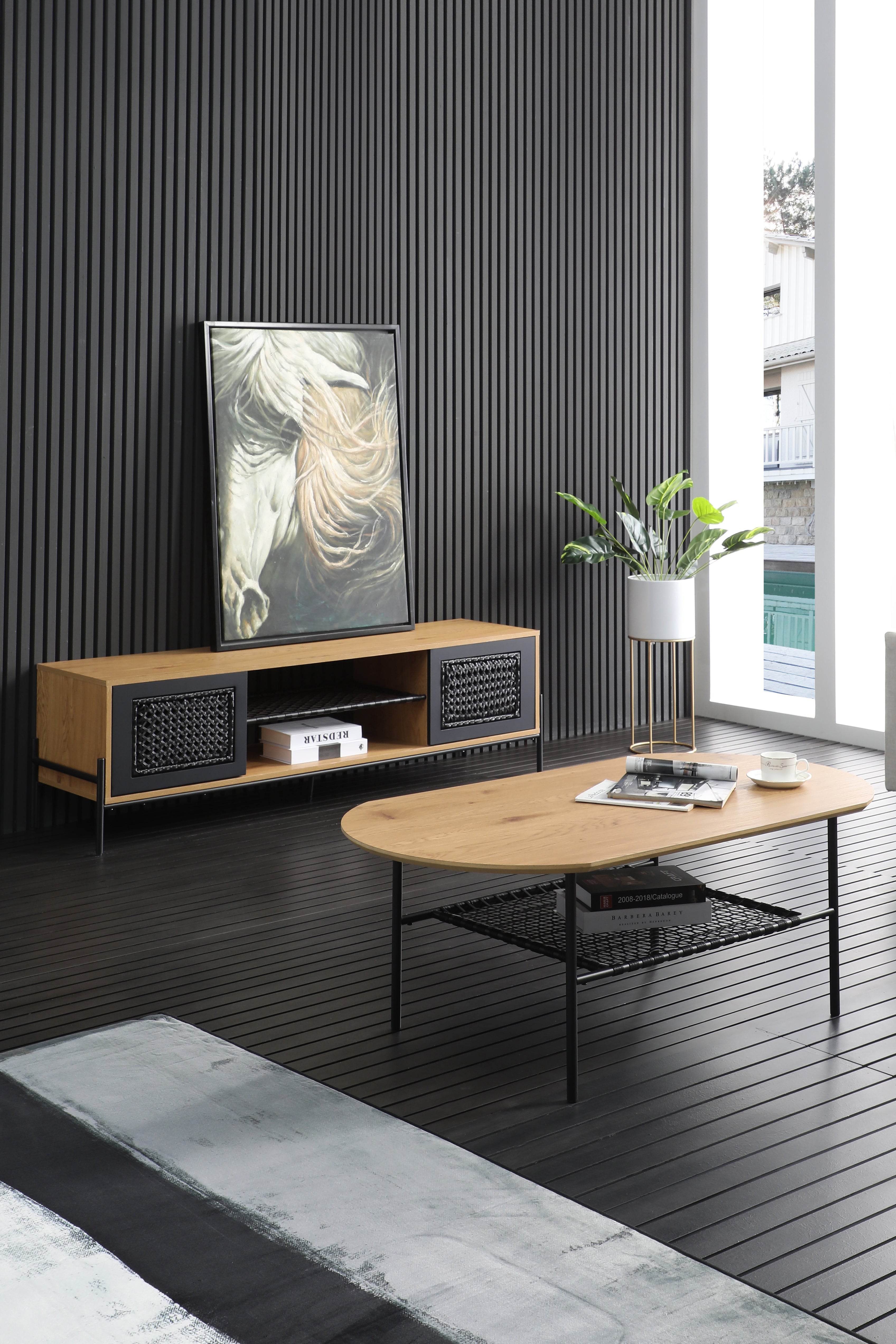 Sales Fever - Lowboard Natur/Schwarz#