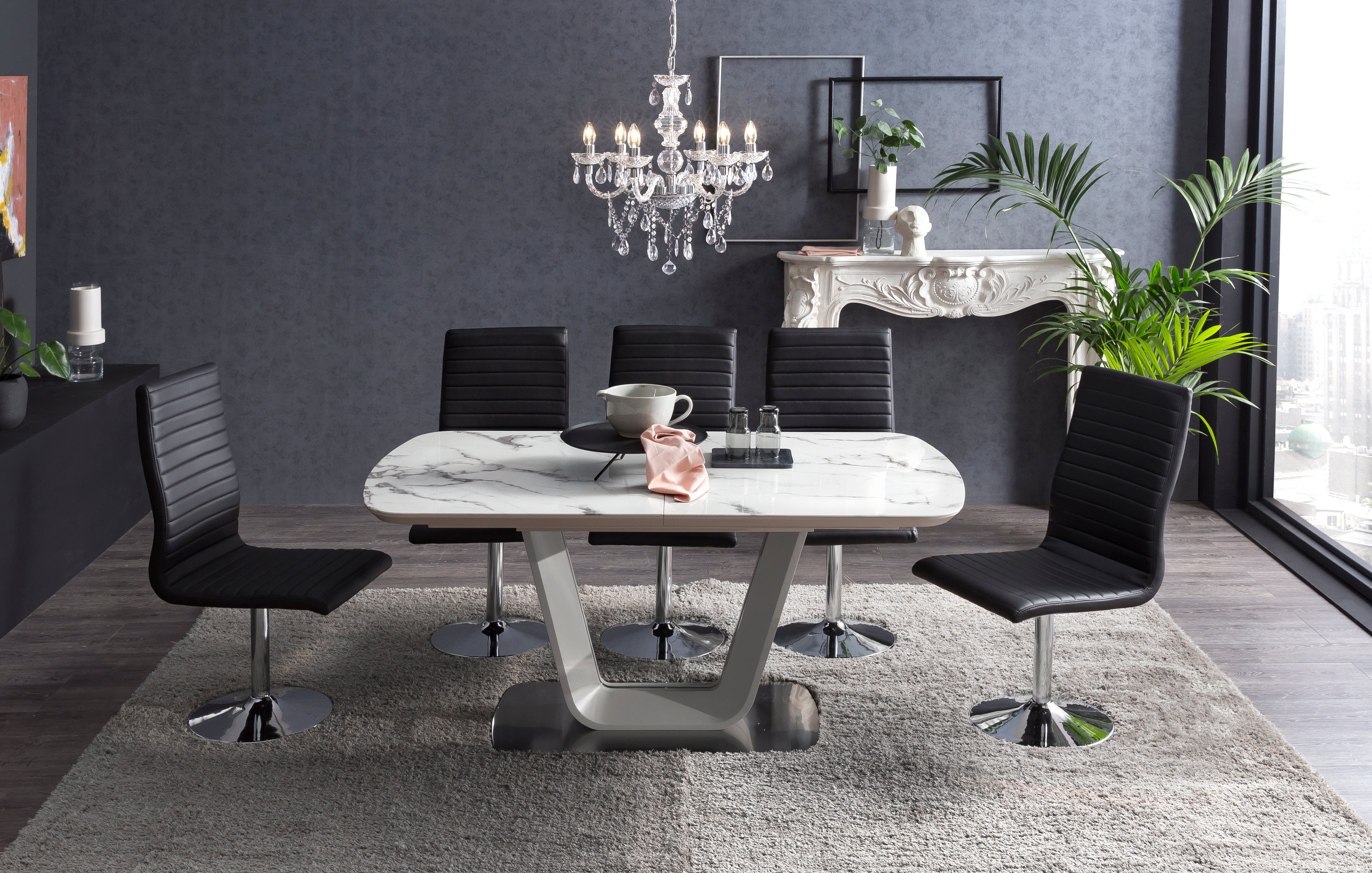 Sales Fever - Esszimmerstuhl schwarz Kunstleder-Optik 4er Set