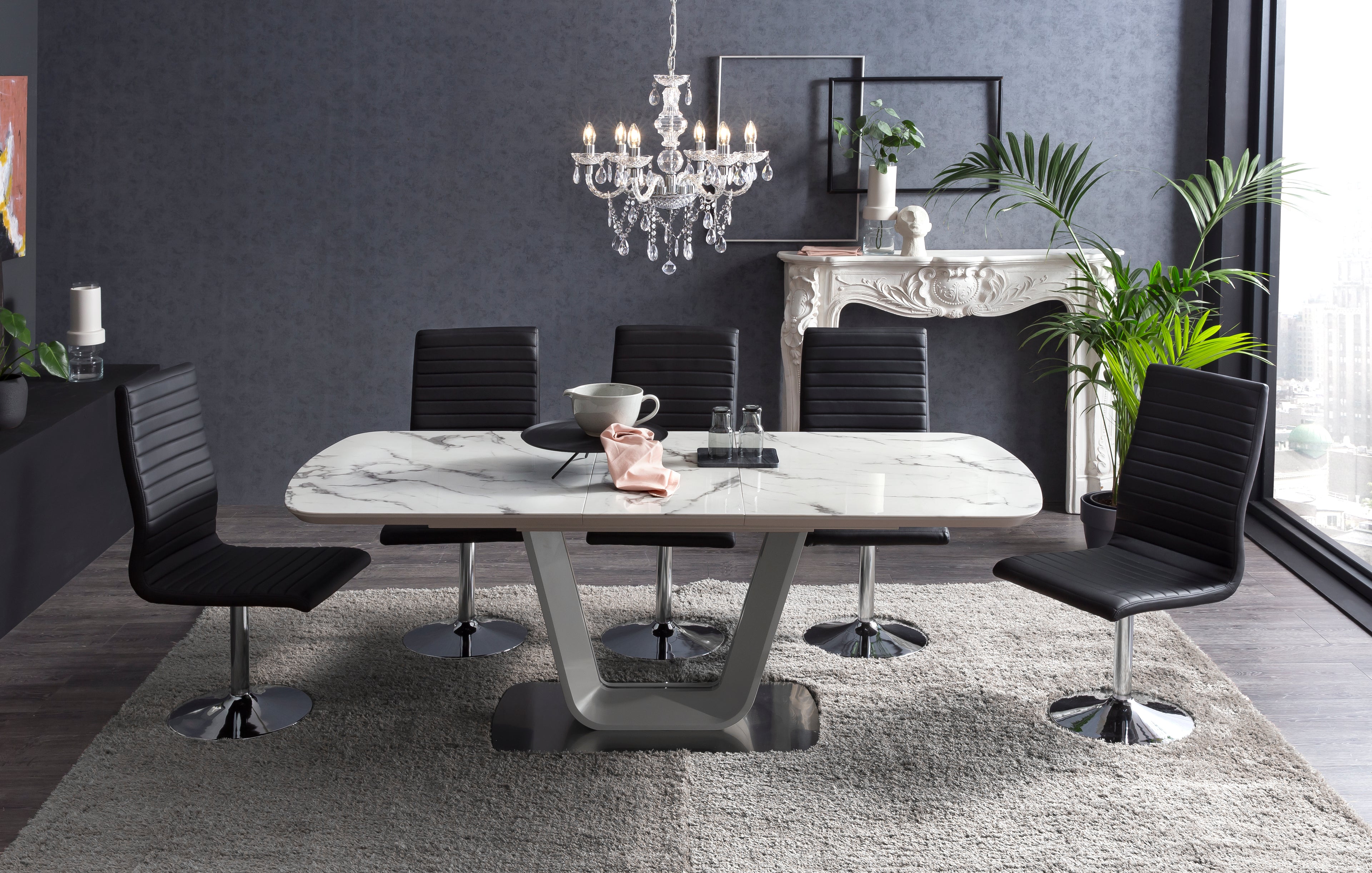 Sales Fever - Esszimmerstuhl schwarz Kunstleder-Optik 4er Set