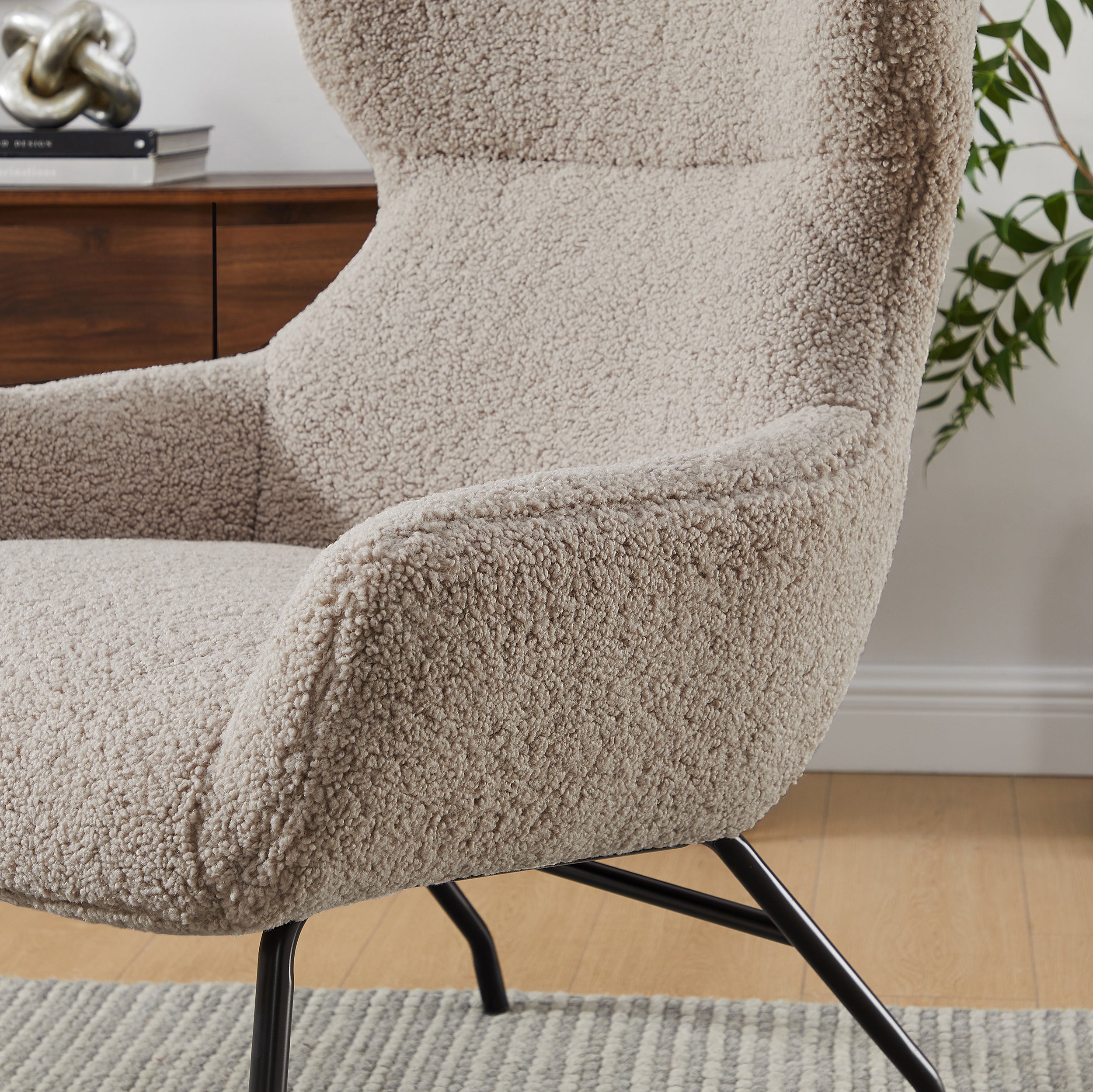 Sales Fever - Sessel und Hocker Set Teddyfell Taupe
