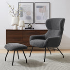 Sales Fever - Sessel und Hocker Set Teddyfell Anthrazit