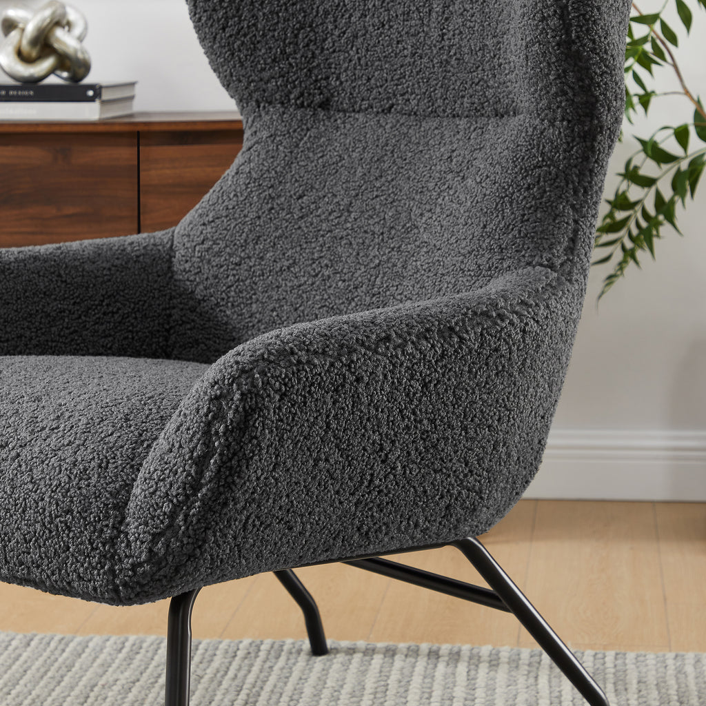 Sales Fever - Sessel und Hocker Set Teddyfell Anthrazit