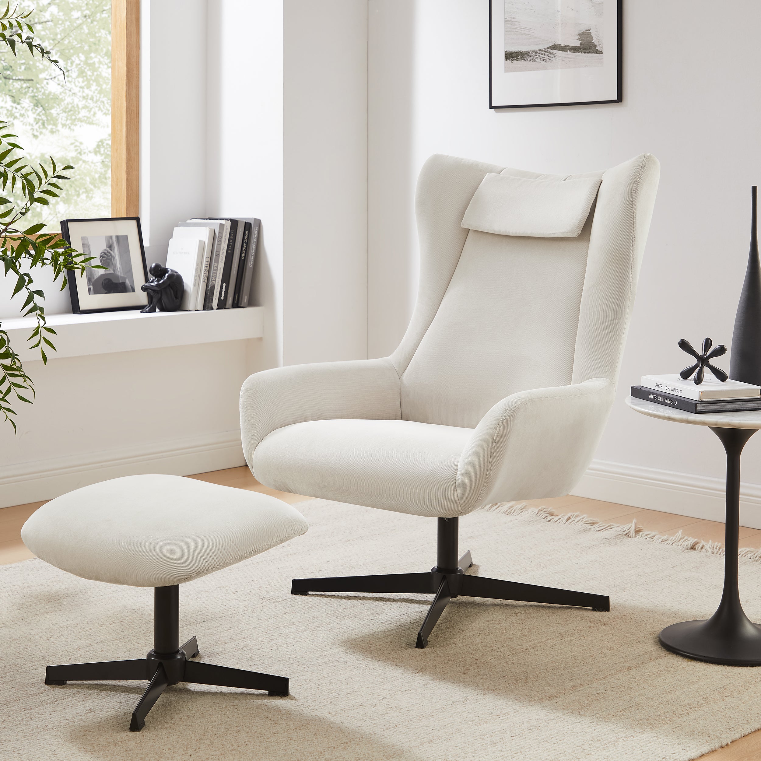 Sales Fever - Sessel und Hocker Cordoptik Beige