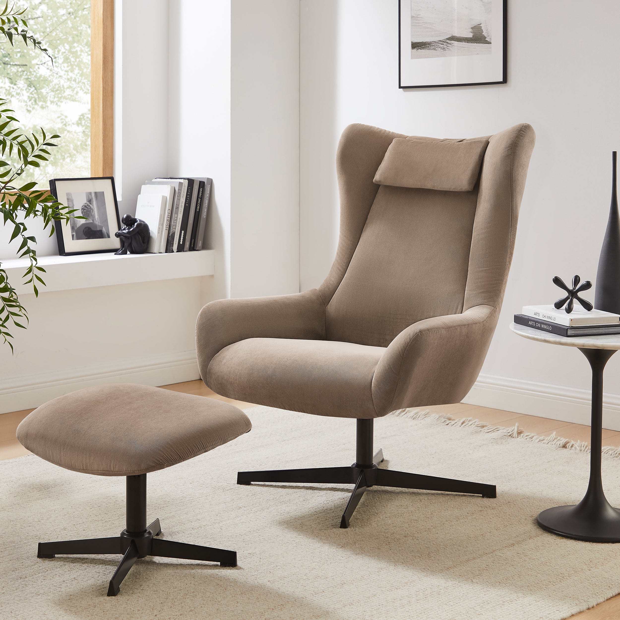 Sales Fever - Sessel und Hocker Cordoptik Braun