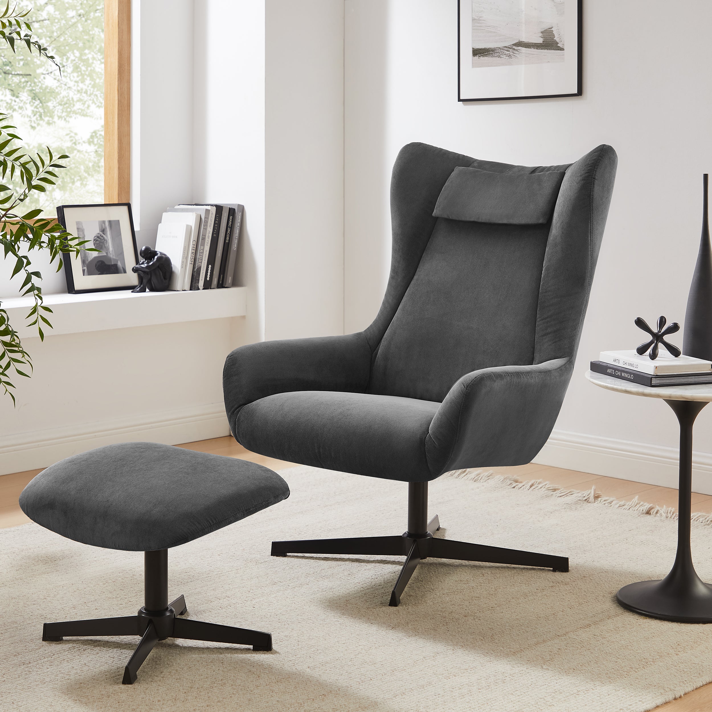 Sales Fever - Sessel und Hocker Cordoptik Grau