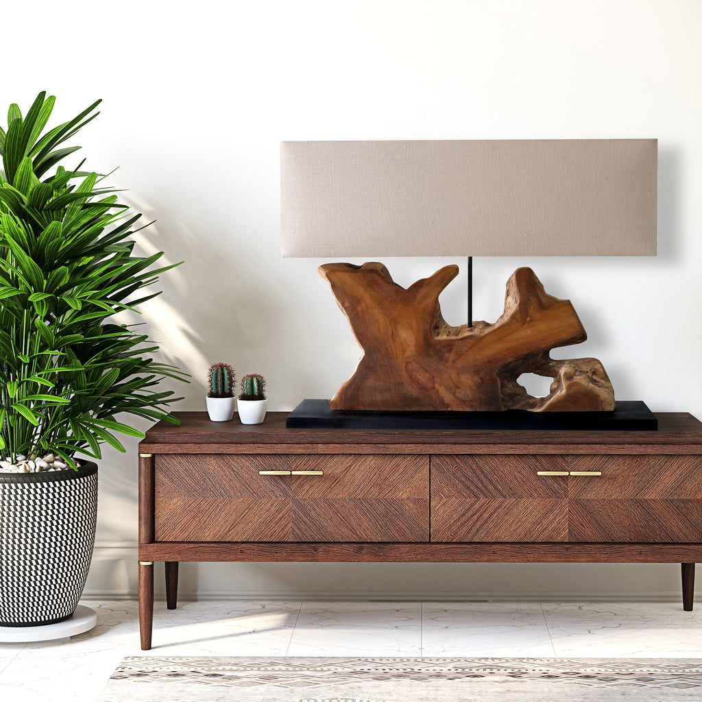 Sales Fever - Tischleuchte Treibholz/Leinen Natur 59 cm